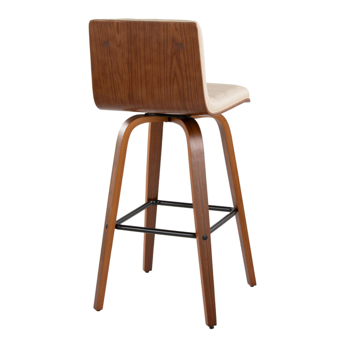 Vasari - Mid Century Modern Fixed Height Barstool With Swivel With Square Footrest (Set of 2)