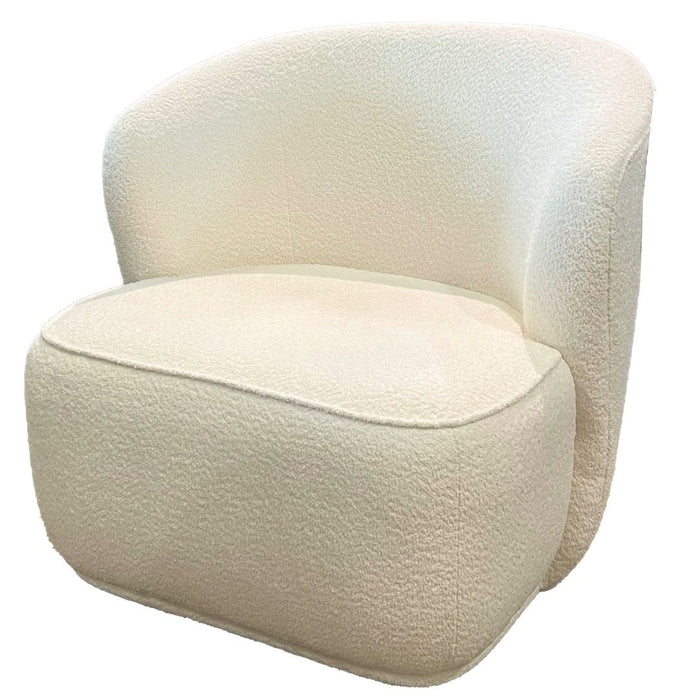 Swivel Boucle Fabric Chair - White