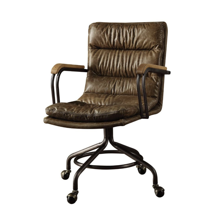 Harith - Vintage Top Grain Leather Office Chair - Brown