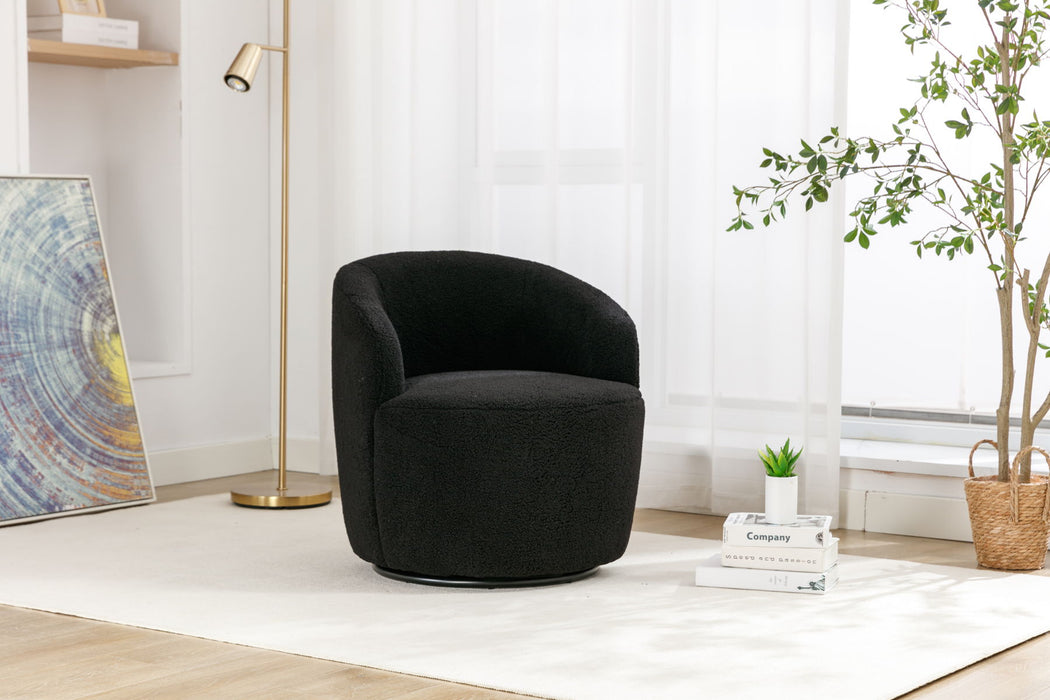 Teddy Fabric Swivel Accent Armchair Barrel Chair With Powder Coating Metal Ring