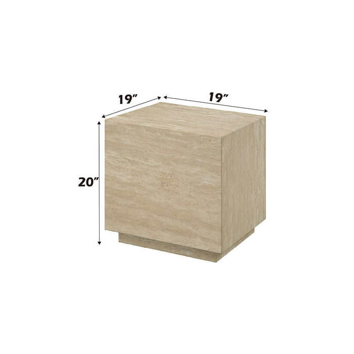 Deon - End Table - Beige Travertine