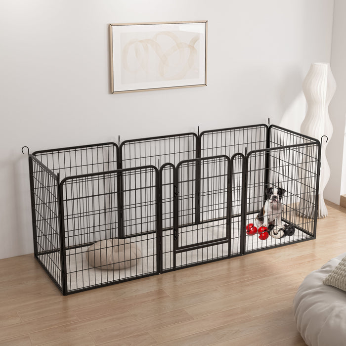 Heavy Duty Metal Playpen With Door, Dog Fence Pet Exercise Pen For Outdoor, Indoor