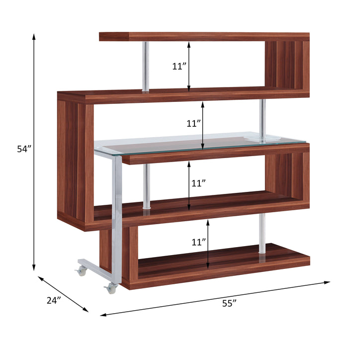 Buck II - Clear Glass, Chrome High Gloss Writing Desk With Shelf