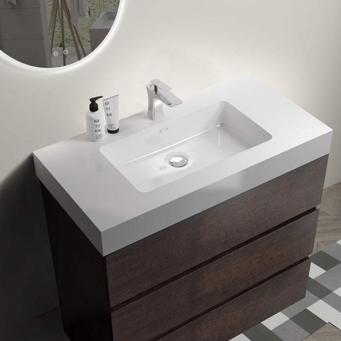 Alice - Bathroom Vanity With Large Storage Freestanding Bathroom Vanity, Sink For Modern Bathroom, One-Piece Sink Basin Without Drain And Faucet