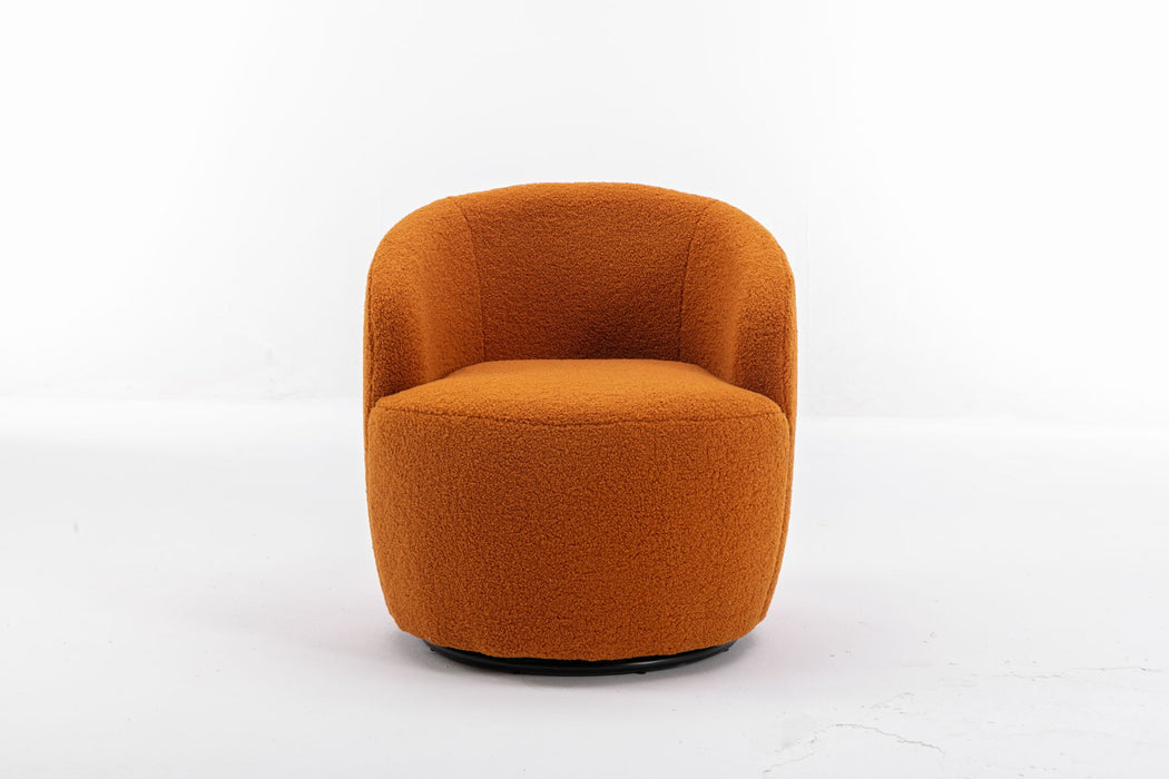 Teddy Fabric Swivel Accent Armchair Barrel Chair With Powder Coating Metal Ring