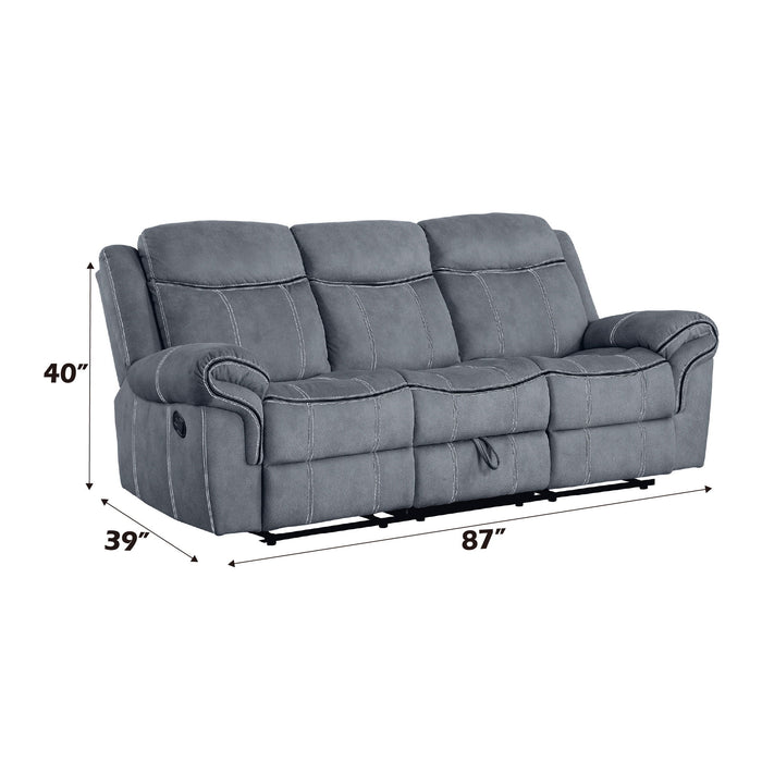 Zubaida - Two Tone Velvet Recliner Sofa With USB Port Drop Down Table