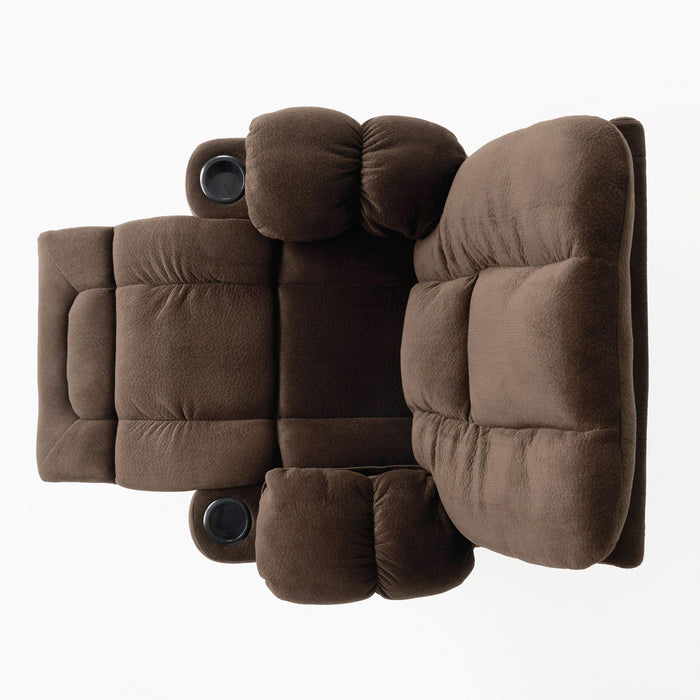 Luxurious Manual Recliner Chair With Skin-Friendly Fabric And Dual Cup Holders