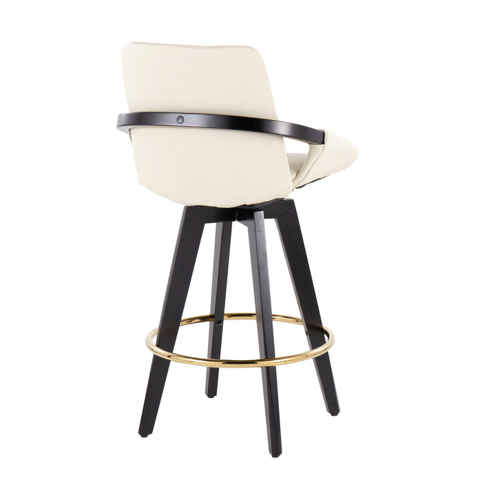 Cosmo - Contemporary Fixed Height Counter Stool With Swivel With Round Footrest (Set of 2)