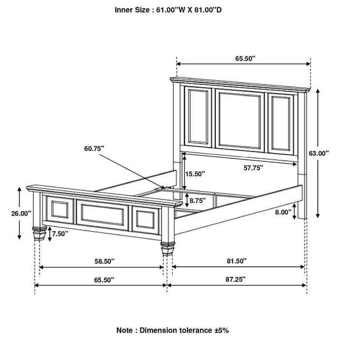 Sandy Beach - Panel Bed with High Headboard