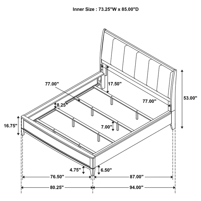 Granada - Upholstered California King Panel Bed - Natural Pine