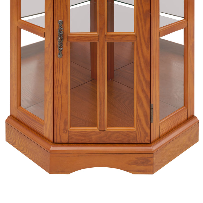 Corner Curio Cabinet With 5 Shelves And Lighting System (E26 Light Bulb Not Included)