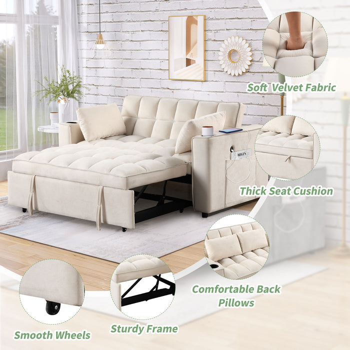 Multi Functional Sofa Bed With Cup Holder And USB Port For Living Room Or Apartments