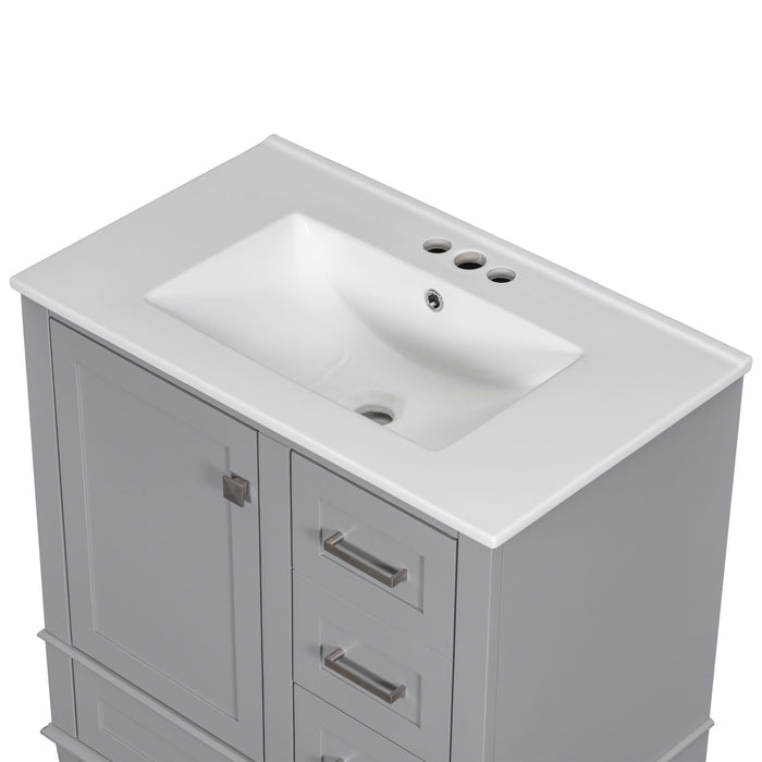 Bathroom Vanity, Modern Bathroom Cabinet With Sink Combo Set, Bathroom Storage Cabinet With A Soft Closing Door And 3 Drawers, Solid Wood Frame