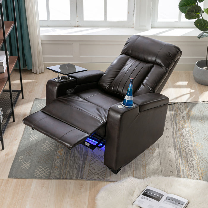 Premium Power Recliner With Storage Arms, Cupholders, Swivel Tray Table And Cell Phone Stand