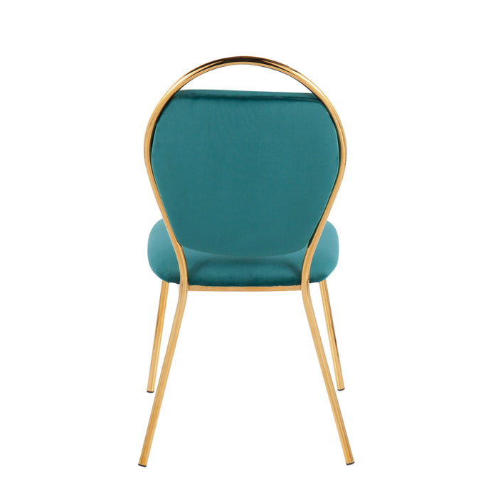 Keyhole - Contemporay / Glam Dining Chair (Set of 2) - Gold / Green