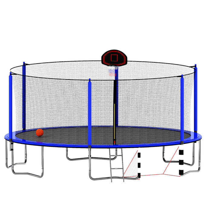 16Ft Trampoline With Basketball Hoop Pump And Ladder (Inner Safety Enclosure) With Soccer Goal