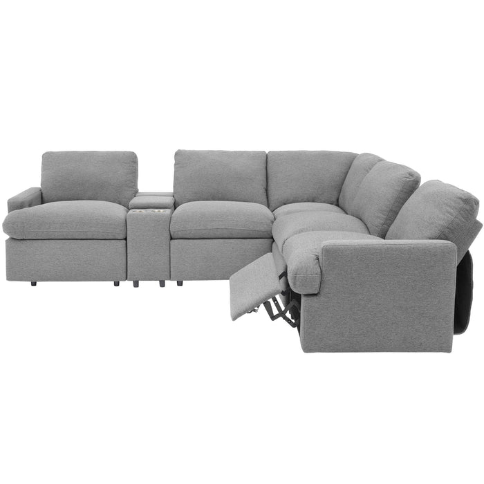 Power Recliner Corner Sofa Home Theater Reclining Sofa Sectional Couches With Storage Box, Cup Holders, USB Ports And Power Socket For Living Room