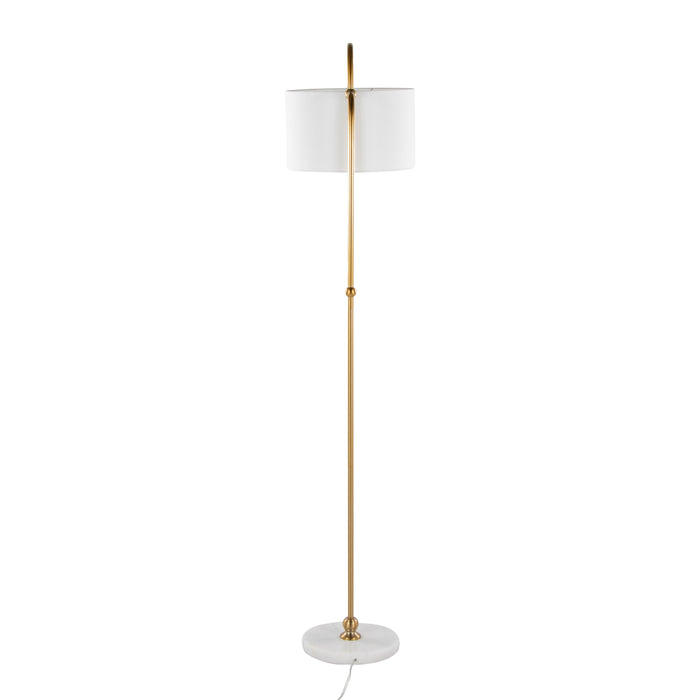 Leslie - Glam / Art Deco Floor Lamp - Gold / White