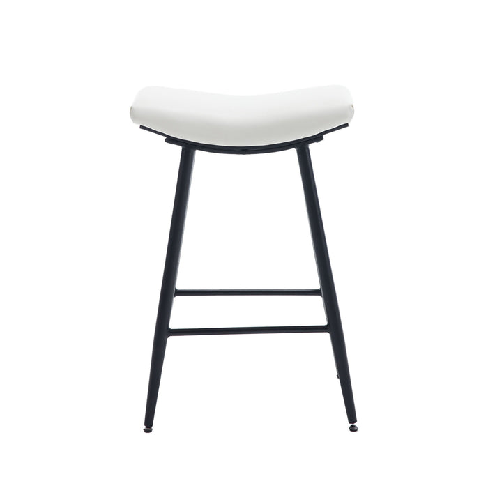 Bar Stools (Set of 2) Armless Counter Low Bar Stools Without Back Modern Linen Fabric Breakfast Stools With Metal Leg And Footrest