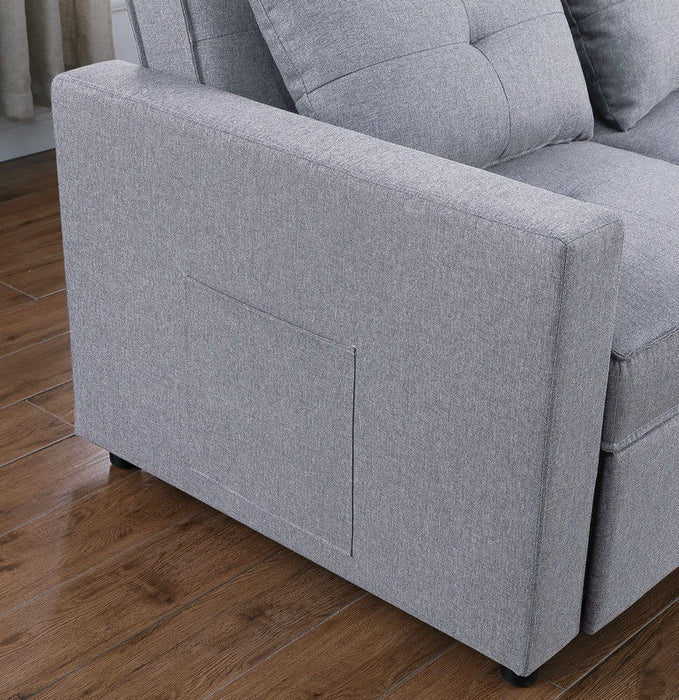 Zoey - Linen Convertible Sleeper Sofa With Side Pocket