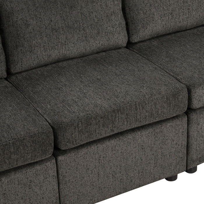 L-Shaped Couch Sectional Sofa With Storage Chaise, Cup Holder And USB Ports For Living Room