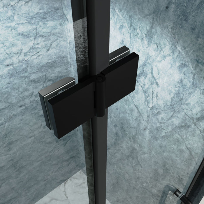 Bi-Fold - Semi-Frameless Shower Doors In Matte Black With Clear Glass - Chrome