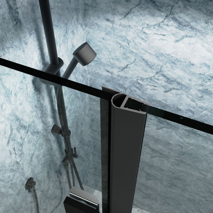 Bi-Fold - Semi-Frameless Shower Doors In Matte Black With Clear Glass - Chrome