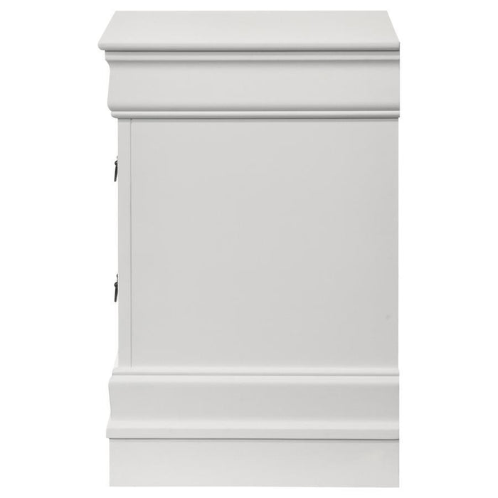 Louis Philippe - 2 Drawers Nightstand Bedside Table - White