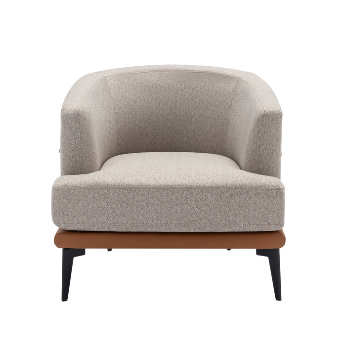 Modern Two-Tone Barrel Chair, Upholstered Round Armchair For Living Room Bedroom Reading Room