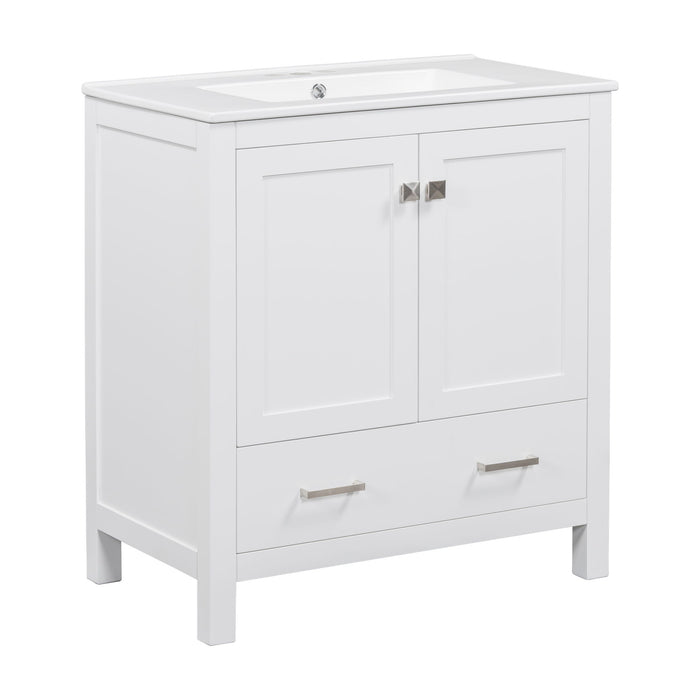 Bathroom Vanity With Single Sink, Combo Cabinet Undermount Sink, Bathroom Storage Cabinet With Two Doors And A Drawer, Soft Closing, Multifunctional Storage, Solid Wood Frame