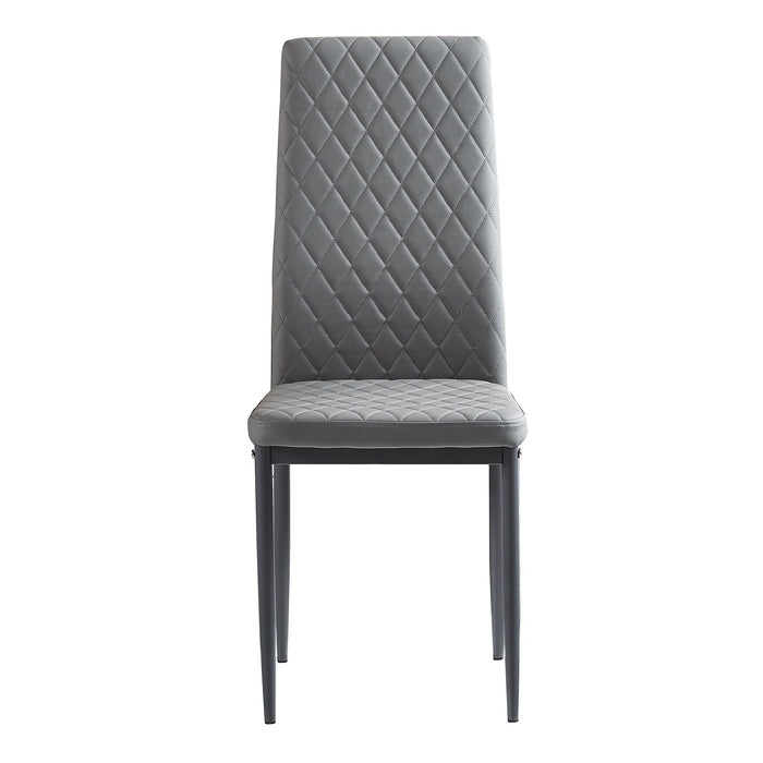 Modern Minimalist Dining Chairs, Fireproof Leather Sprayed, Metal Pipe Diamond Grid Pattern