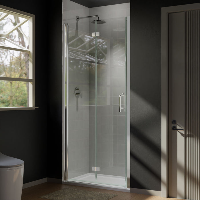 Bi-Fold - Semi-Frameless Shower Doors In Chrome With Clear Glass - Silver