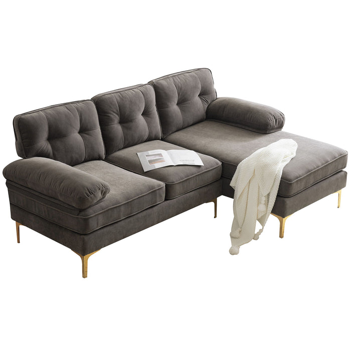 Modern Sectional Sofas Couches Velvet L Shaped Couches For Living Room, Bedroom