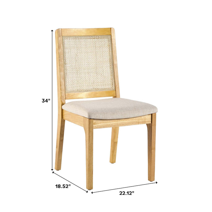 Modern Solid Wood Dining Chair With Rattan Inset Back (Set of 2)