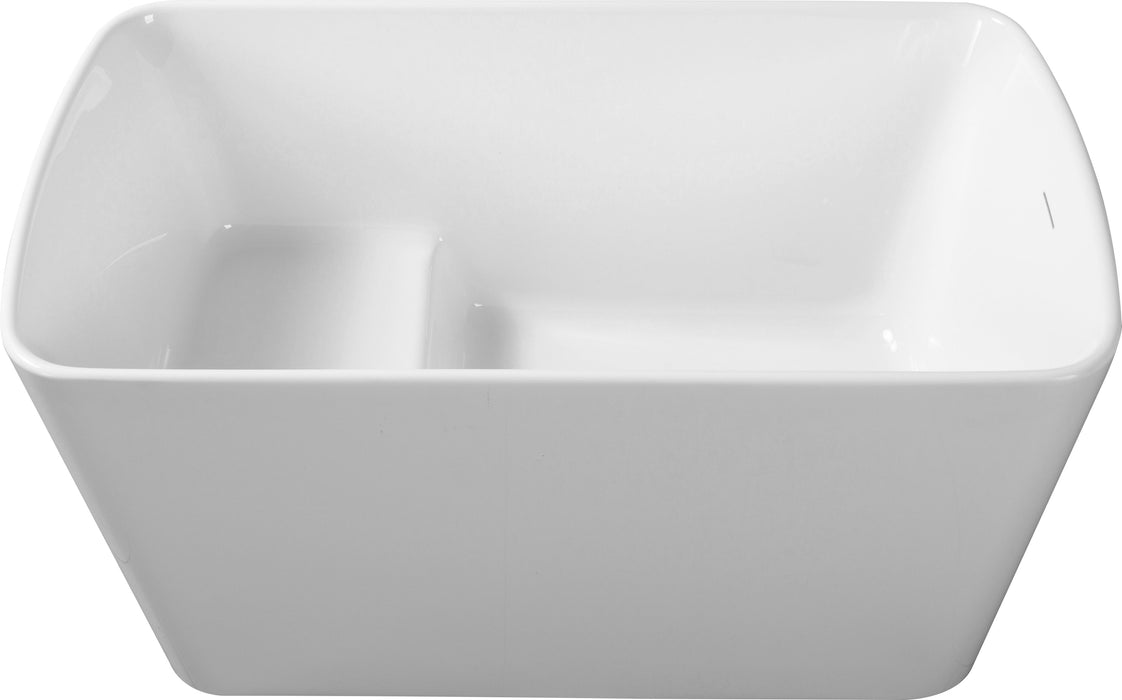 49'' Acrylic Freestanding Soaking Bathtub, Square-Shape Japanese Soaking Hot Tub, Sit-In Design With Chrome Overflow And Drain For Express Delivery 23Amazing-49 (W1920P179228) - Glossy White