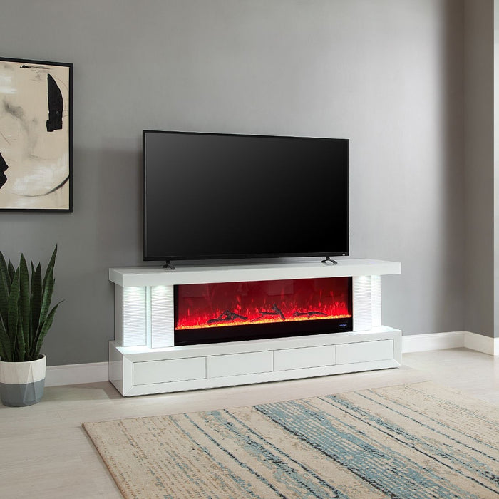 Spencer - TV Stand With Fireplace And Speaker - White