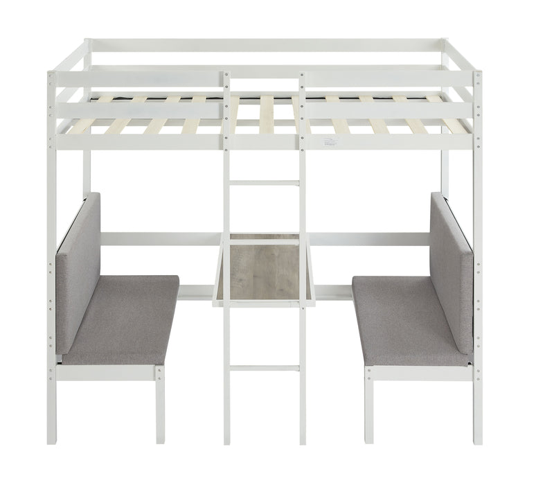 Twin Over Twin Bunk Beds Can Be Turn Into Upper Bed And Down Desk, Cushion Sets Are Free - White