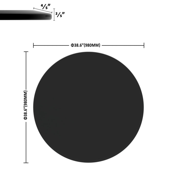 38.6" Round Tempered Glass Table Top Glass Beveled Polished Edge