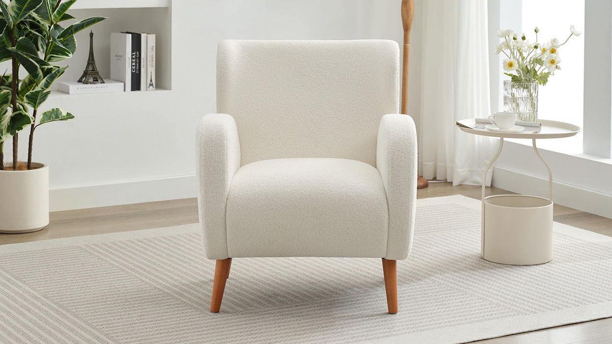 Modern Wing Back Lounge Chair Stylish Design, Soft Fabric, Solid Wood Legs, Durable Frame