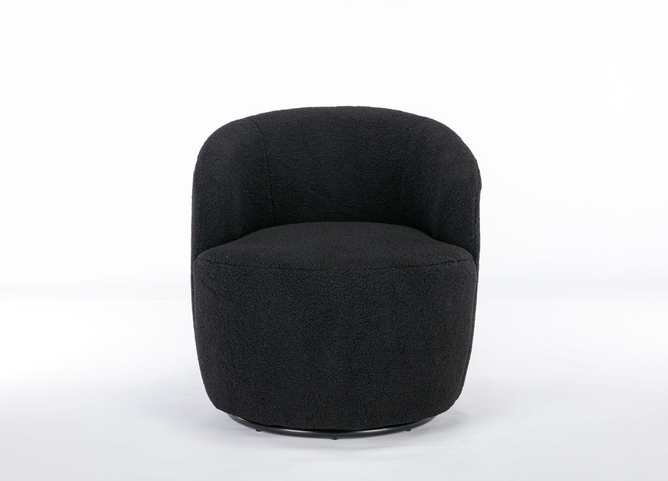 Teddy Fabric Swivel Accent Armchair Barrel Chair With Powder Coating Metal Ring