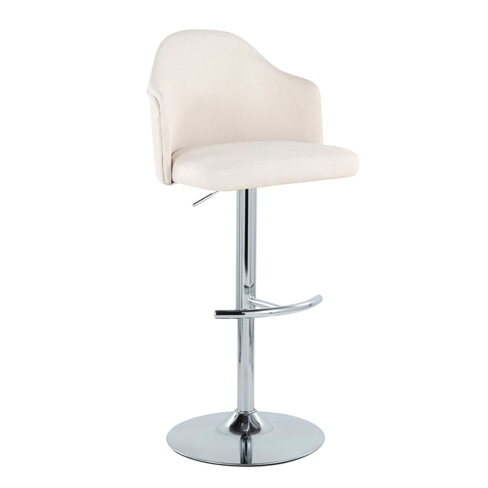 Ahoy - Contemporary Adjustable Barstool With Swivel With Rounded T Footrest (Set of 2)