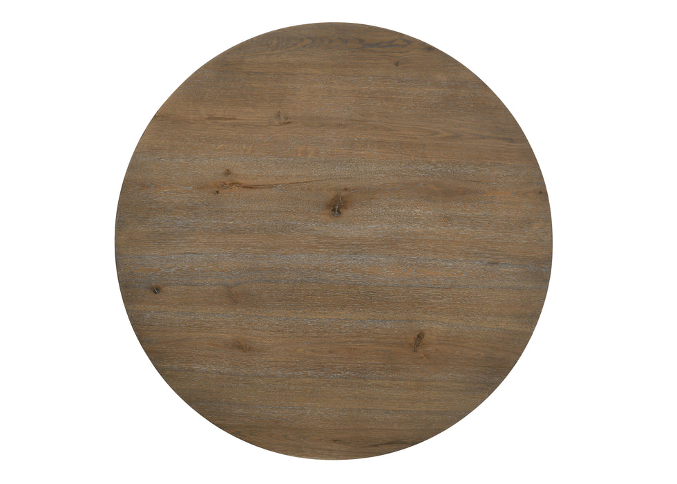 Brutus - Contemporary Round Dining Table With Wheat Colored Base - Vintage Walnut
