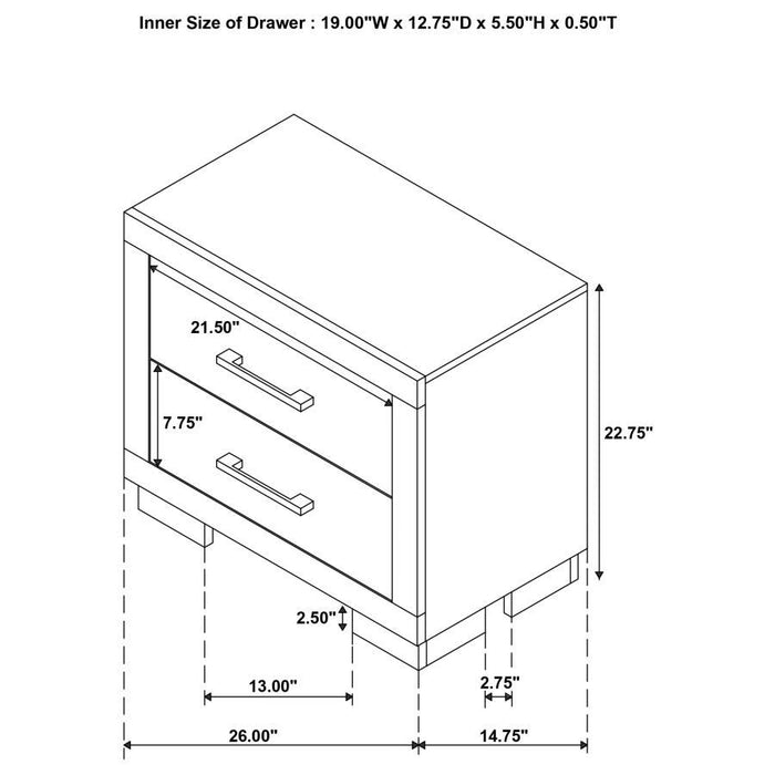 Jessica - 2-Drawer Nightstand