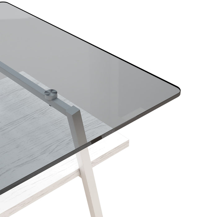 Rectangle Coffee Table, Tempered Glass Tabletop With Metal Legs, Modern Table For Living Room - Black Glass