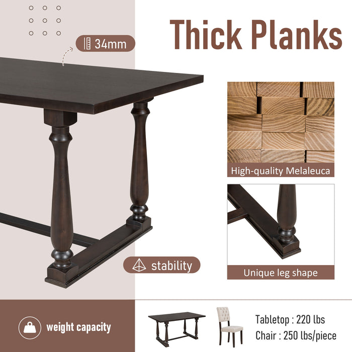 6 Piece Dining Table And Chair Set With Special-Shaped Legs And Foam-Covered Seat Backs&Cushions For Dining Room