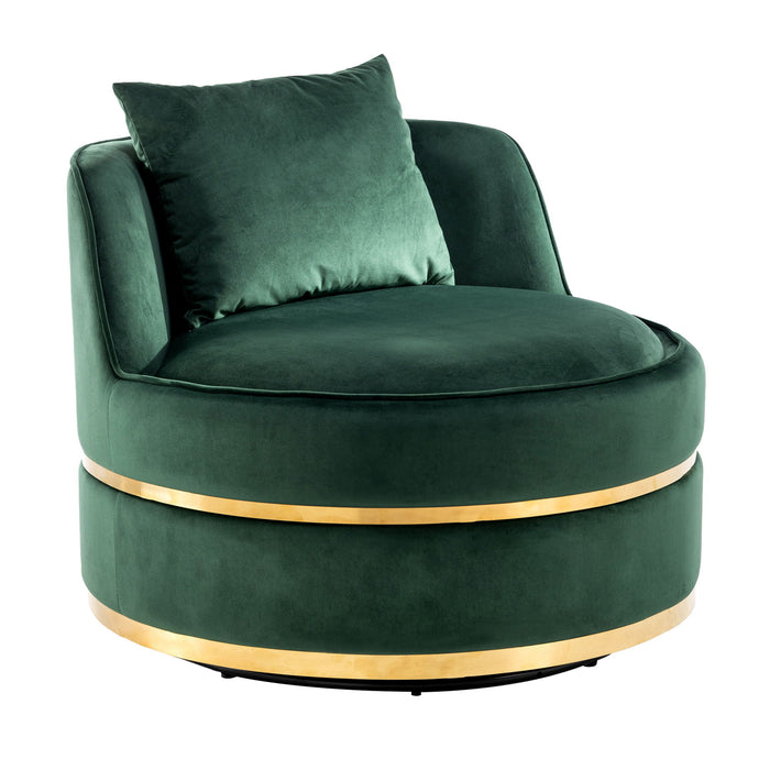 360° Swivel Accent Chair Velvet Modern Upholstered Barrel Chair Over-Sized Soft Chair With Seat Cushion For Living Room