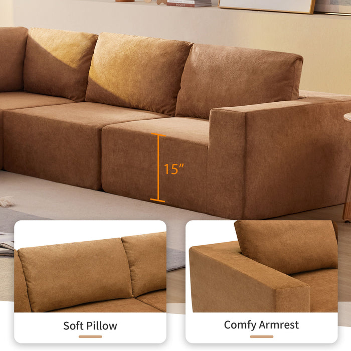 Modular L Shaped Sectional Sofa, Luxury Floor Couch Set, Upholstered Indoor Furniture, Foam - Filled Sleeper Sofa Bed For Living Room, Bedroom, 5 Pieces Free Combination