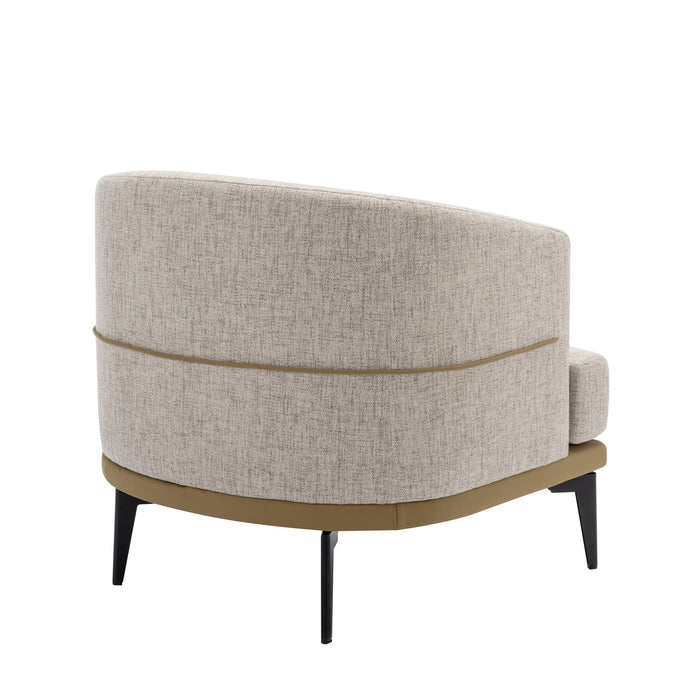 Modern Two-Tone Barrel Chair, Upholstered Round Armchair For Living Room Bedroom Reading Room