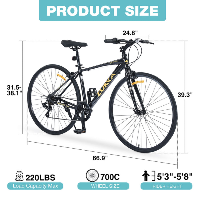 Shimano - 7 Speed Hybrid Bike Aluminum Alloy Frame C-Brake 700C Road Bike For Men Women's City Bicycle