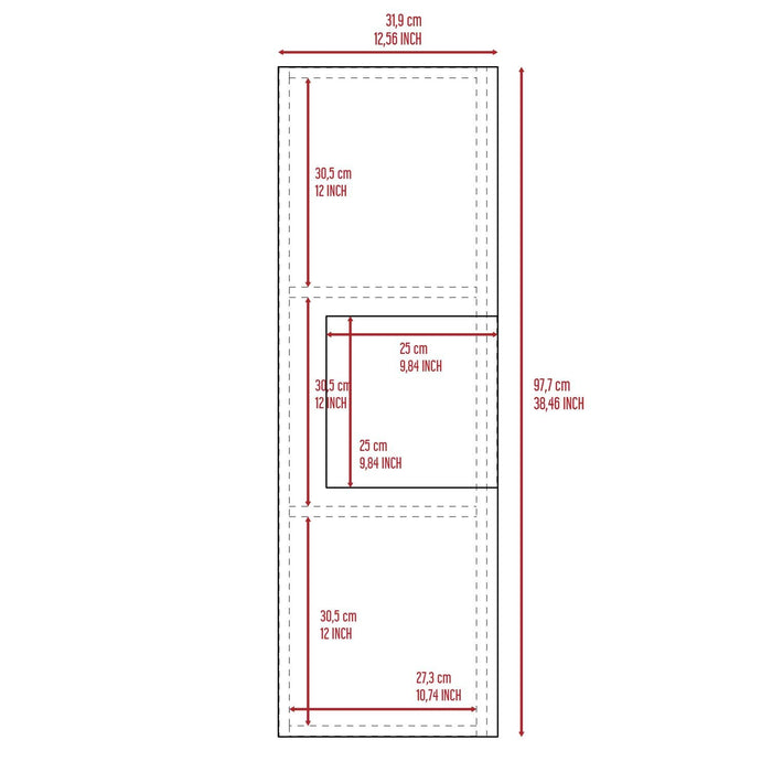 Medicine Single Door Cabinet, Three Shelves - Light Oak / White